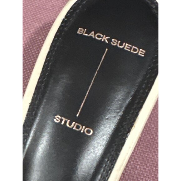 BLACK SUEDE STUDIO Lou 50 Slingback in Swan Leather Ivory 40 With Box Womens - Picture 7 of 13